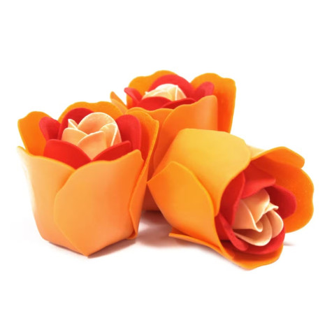 Mýdlové květy růže v dárkové krabičce 3 ks oranžové ~ 2