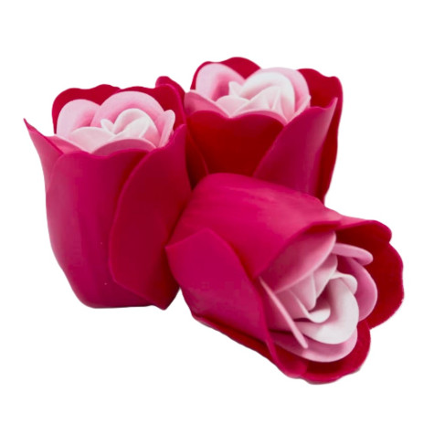 Mýdlové květy růže v dárkové krabičce 3 ks růžové ~ 2