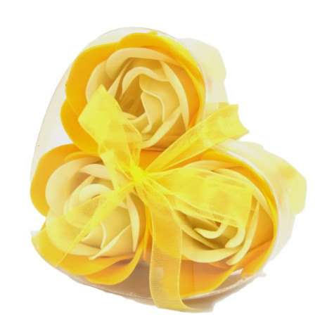 Mýdlové květy růže v dárkové krabičce 3 ks žluté ~ 1