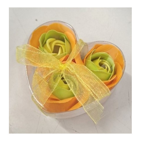Mýdlové květy růže v dárkové krabičce 3 ks žluté ~ 2