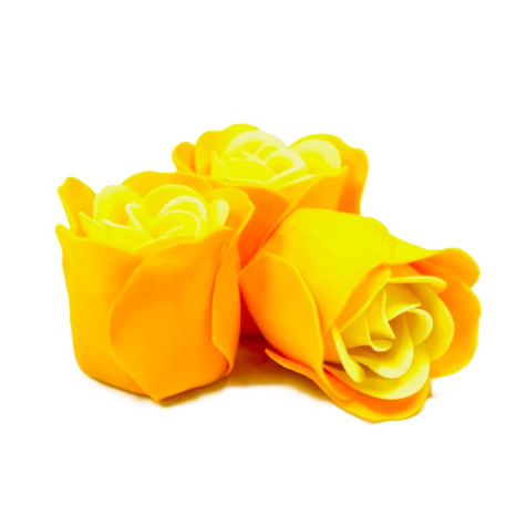 Mýdlové květy růže v dárkové krabičce 3 ks žluté ~ 3
