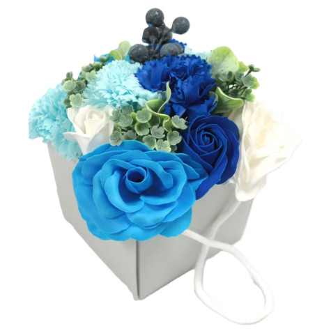 Mýdlové květy v dárkové tašce modré ~ 2