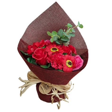 Kytice mýdlových květů stojící červená ~ 4