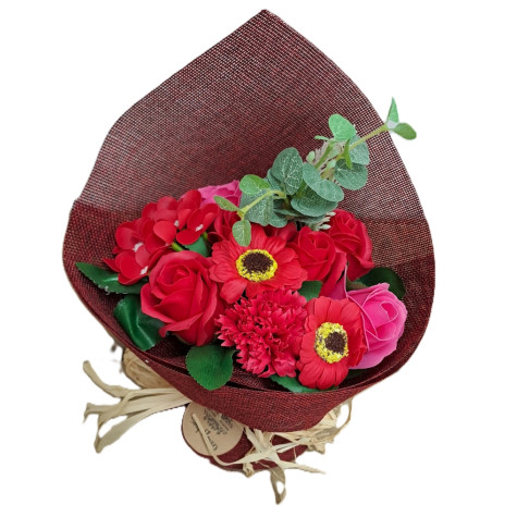 Kytice mýdlových květů stojící červená ~ 5