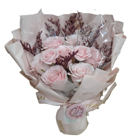 Velká kytice mýdlových květů růží růžová ~ 2