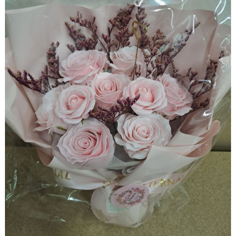 Velká kytice mýdlových květů růží růžová ~ 3