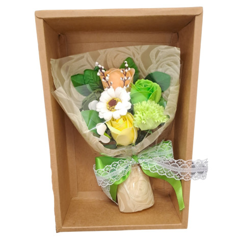 Kytice mýdlových květů v krabici zelená ~ 2