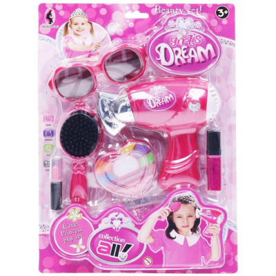 Kosmetická sada s fénem plast na baterie na kartě