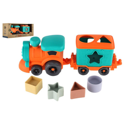 Mašinka vláček s vagónem bioplast 30cm vkládačka na volný chod