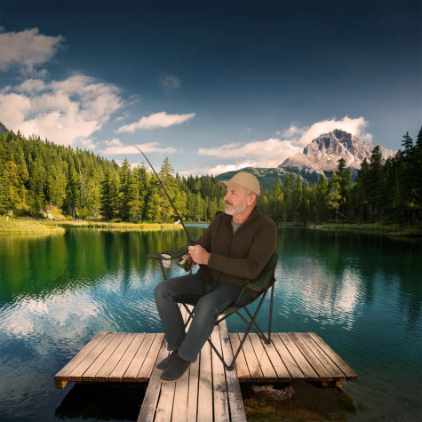 Skládací rybářská kempingová židle zelená LUARO ~ 6