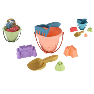 Sada na písek plast kbelík, lopatka, hrabičky, 3 formičky