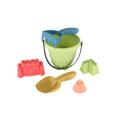 Sada na písek plast kbelík, lopatka, hrabičky, 3 formičky ~ 4