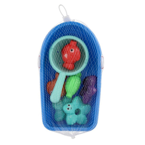 Sada do vany plast lodička, sítko s mořskými zvířátky v síťce 14x24cm ~ 2