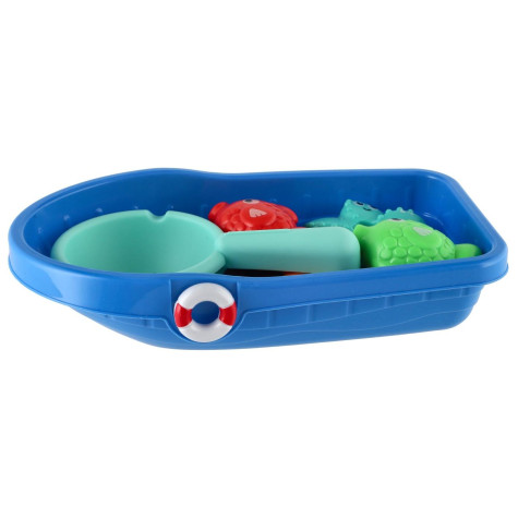 Sada do vany plast lodička, sítko s mořskými zvířátky v síťce 14x24cm ~ 3