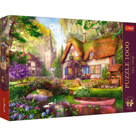 TREFL Puzzle Premium Plus Tea Time: Dřevěná chata 1000 dílků ~ 1