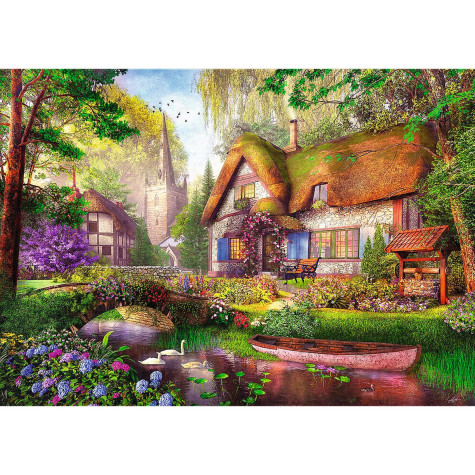 TREFL Puzzle Premium Plus Tea Time: Dřevěná chata 1000 dílků ~ 2