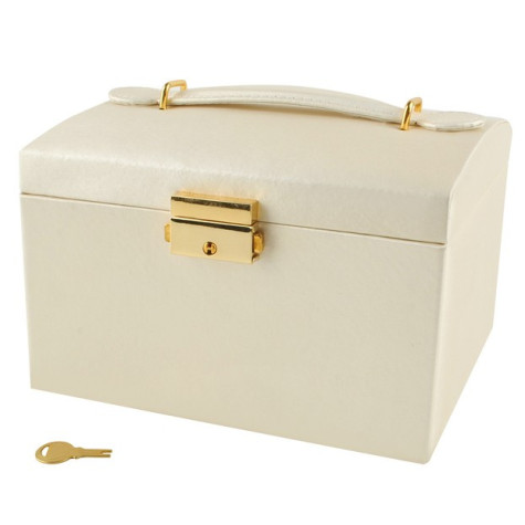 Šperkovnice se zrcadlem na klíč kufřík béžový Beautylushh 6347 ~ 4