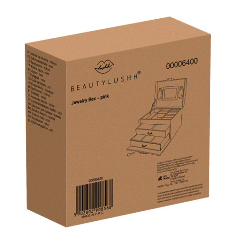 Šperkovnice se zrcadlem na klíč kufřík růžový Beautylushh 6400 ~ 7