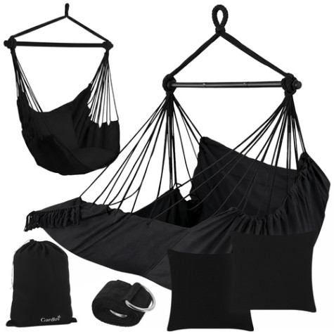 Houpací závěsné křeslo 150kg černé Gardlov 27390 ~ 4