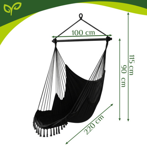 Houpací závěsné křeslo 150kg černé Gardlov 27390 ~ 9