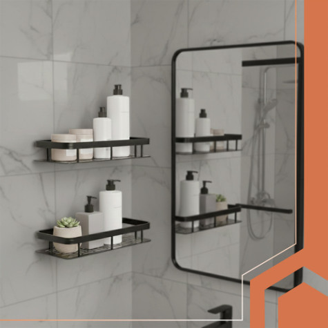 Koupelnová police 2 ks černá Ruhhy 23170 ~ 6