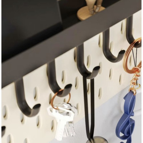 Nástěnná magnetická police s háčky černá Ruhhy 24603 ~ 6