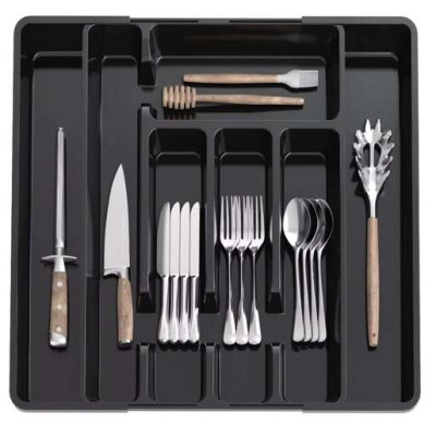 Plastový pořadač na příbory nastavitelný černý Ruhhy 24748