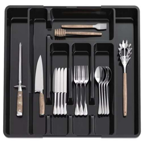 Plastový pořadač na příbory nastavitelný černý Ruhhy 24748 ~ 1