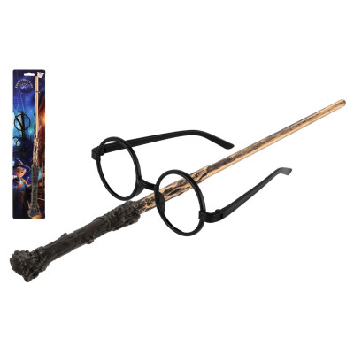 Teddies Kouzelnický set - hůlka a brýle