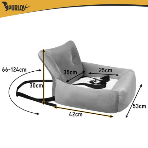 Autosedačka pro psy L 53x42x30cm šedá Purlov 27676 ~ 6