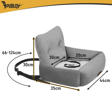 Autosedačka pro psy S 44x35x30cm šedá Purlov 27675 ~ 6