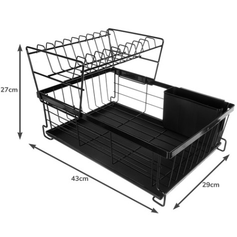 Odkapávač na nádobí dvoupatrový černý Ruhhy 28157 ~ 7