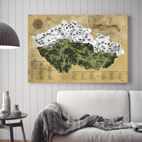 Stírací mapa Česka DELUXE XL - stříbrná ~ 1