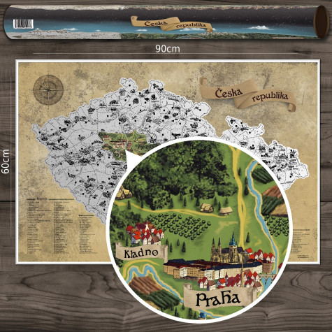 Stírací mapa Česka DELUXE XL - stříbrná ~ 5
