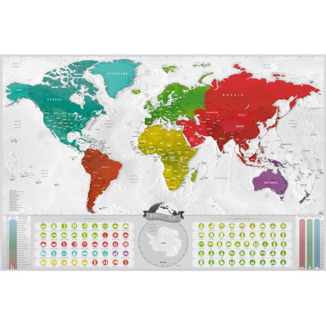 Stírací mapa světa XL Blanc edition - stříbrná ~ 3