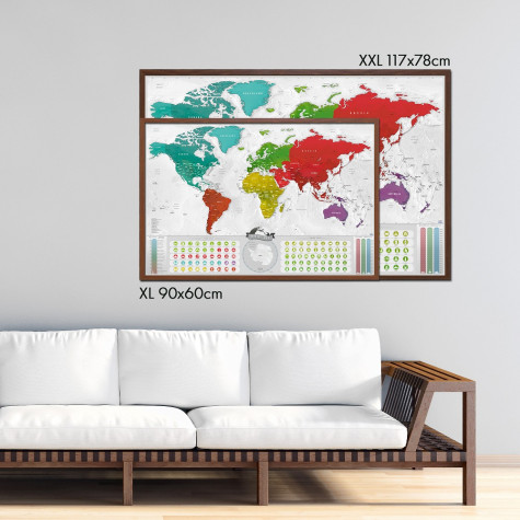 Stírací mapa světa XL Blanc edition - stříbrná ~ 4