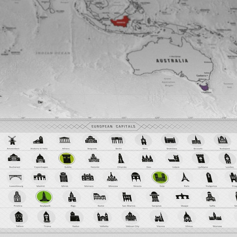 Stírací mapa světa XL Blanc edition - stříbrná ~ 6