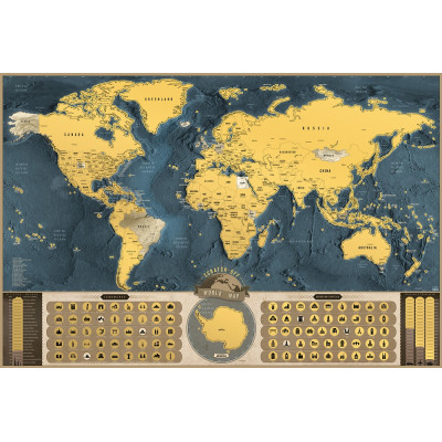 Stírací mapa světa XL Coffee edition - zlatá