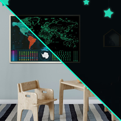 Mapa světa XL svítící ve tmě
