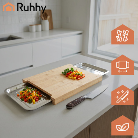 Bambusové prkénko s výsuvnými nádobami Ruhhy 25707 ~ 3