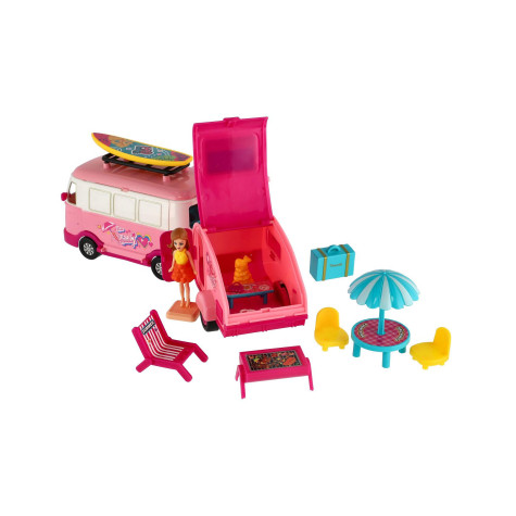 Auto obytné s vlekem retro s panenkou s doplňky v krabici ~ 3