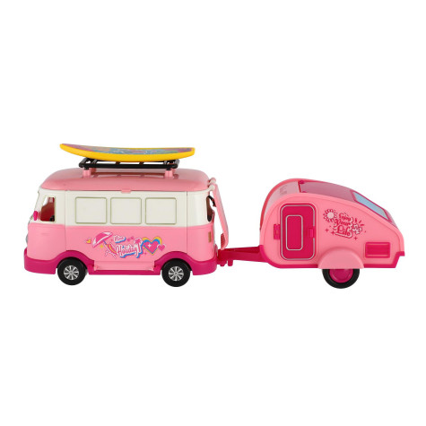 Auto obytné s vlekem retro s panenkou s doplňky v krabici ~ 4