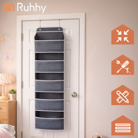 Závěsný organizér na dvěře 142x40x17cm šedý Ruhhy 27606 ~ 2