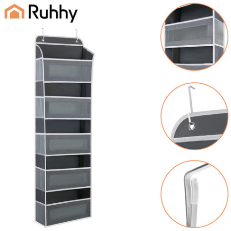 Závěsný organizér na dvěře 142x40x17cm šedý Ruhhy 27606 ~ 4