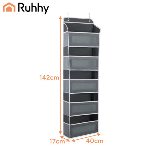 Závěsný organizér na dvěře 142x40x17cm šedý Ruhhy 27606 ~ 7