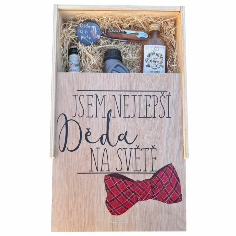 Dárková dřevěná bedna - Pro dědečka - velká ~ 3