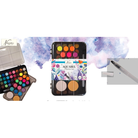 Nassau Akvarelové barvy Sada 36 barev a štětec ~ 3