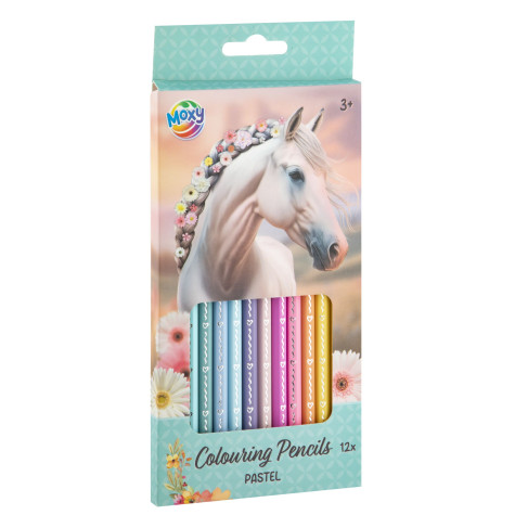 MOXY Barevné pastelové pastelky 12 ks kůň ~ 1