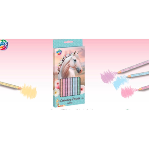 MOXY Barevné pastelové pastelky 12 ks kůň ~ 3