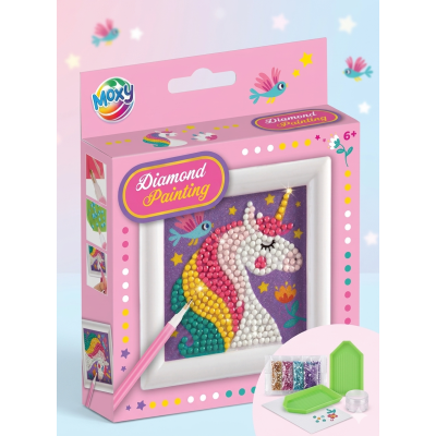 MOXY Diamantové malování sada 9,5x9,5cm - Jednorožec